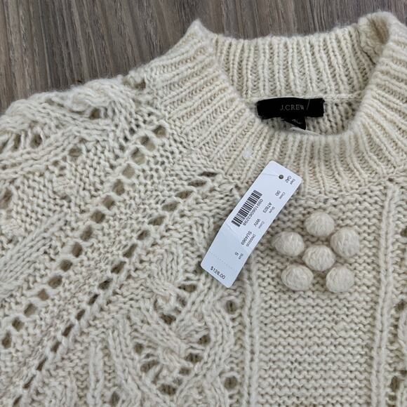 Cable-knit pointelle sweater with popcorn flowers NWT - Picture 3 of 5